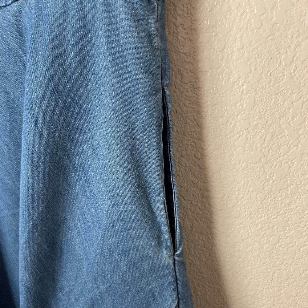 Boden Dress Womens 8 Long Blue Sophia Denim Button Front Pockets Mini Cotton - Picture 8 of 11